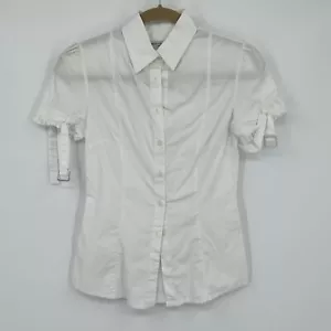 Mudo Collection Women’d Cup Sleeve Button Front Fitted White Shirt size 36 - Picture 1 of 4