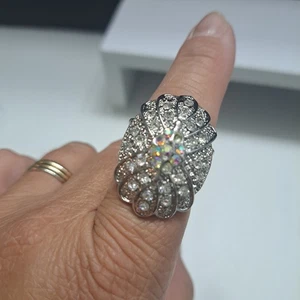 Joyería de moda exquisito anillo de cóctel ovalado con banda elástica  - Imagen 1 de 4