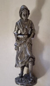 Vintage Miniature Pewter Woman Walking 3.75" Tall Figurine By SUN Co. - Picture 1 of 6