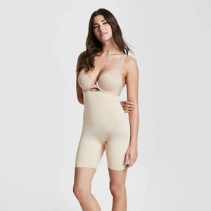 ASSETS SPANX Mid-Thigh Shorts Muffin-Top Women's High-Waist Shaper Bodysuit - Picture 1 of 10