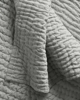 Quince Euro-Linen Cotton Stitch Quilt Size Queen Color Mist ~ NWOT - Image 1 of 4