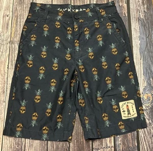 Lucky Brand Board Shorts Swim Trunks Hybrid Shorts Boys Size 10 Pineapple Skulls - Picture 1 of 6