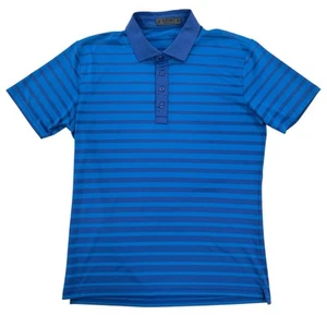 G/Fore G4 Men's Size Medium Blue Striped Short Sleeve Collared Golf Polo Shirt - Bild 1 von 3