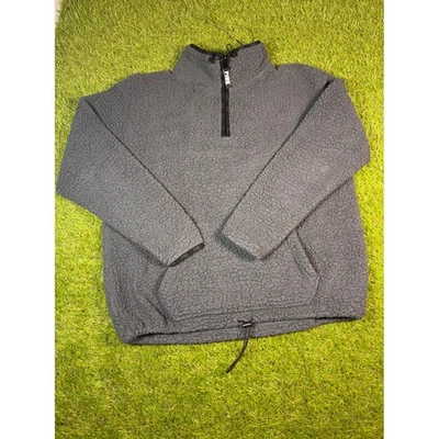 PINK Victoria's Secret Gray Quarter Zip Sherpa Pullover Sweater S - Image 1 of 4