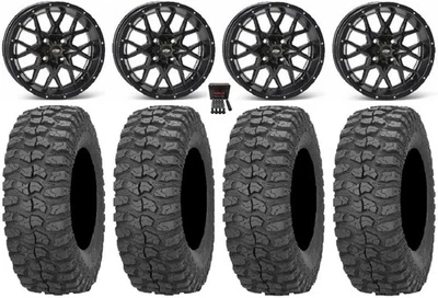 ITP Hurricane 14" Wheels Black 28" Rock-A-Billy Tires Honda Rincon Rancher Foto 1 de 4