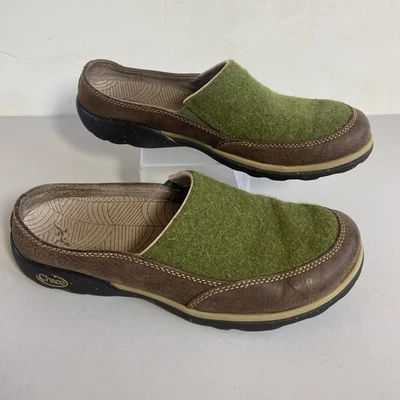 Zapatos Chaco Mujer Talla 8 Quinn Mules Zuecos Lana Cuero Sin Cordones Comodidad Verde Foto 1 de 4