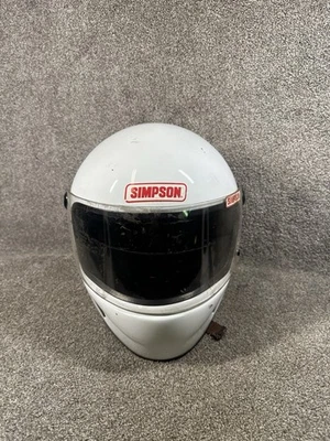 Vintage Simpson Dot Snell 95 Helmet White Size 7 5/8 Racing Helmet - Image 1 of 4