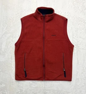 Patagonia Synchilla Vest Mens Large Red Fleece Full Zip Pockets Outdoor Layering - Picture 1 of 16