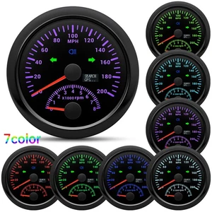 85MM 7 Colors LED GPS Speedometer 200MPH with Tacho 8000RPM Gauge For Boat Car - Picture 1 of 16