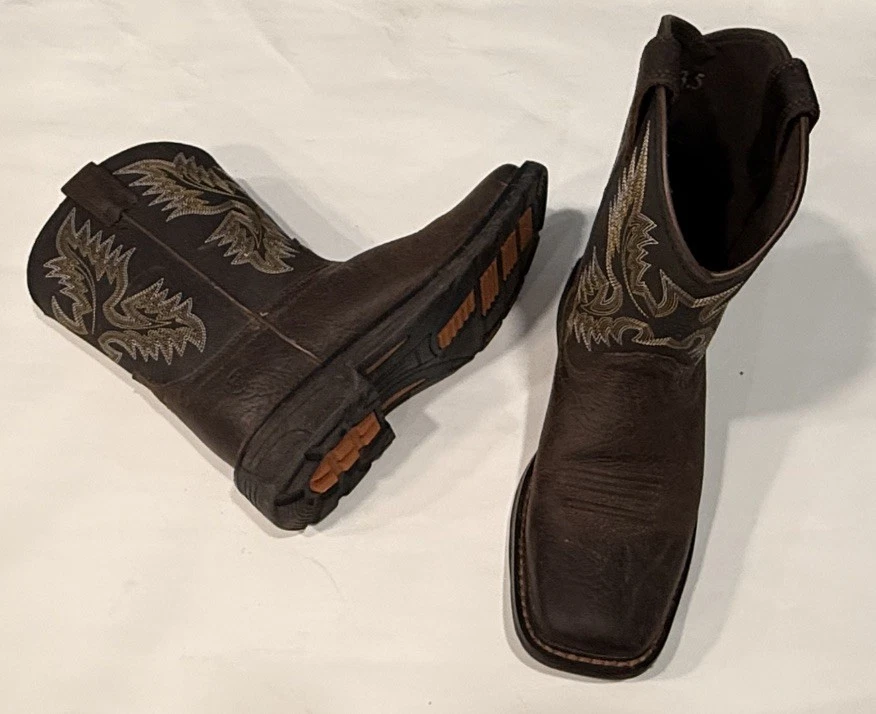 🔥🔥 Ariat Niños Workhog Mediano Ancho Puntera Cuadrada Botas Marrón 10021452 Talla 3.5🔥🔥 Foto 1 de 4