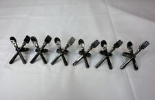 Vintage DII 1994 Silver Plated Fork & Spoon Napkin Rings Set of 6 Made In India