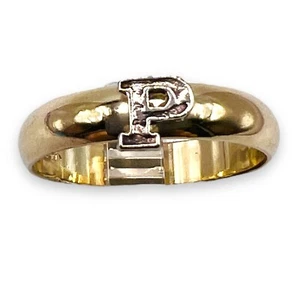 P Initial Letter Ring 10k White Capital Letter on Gold Filled Band Size 7 - Picture 1 of 7