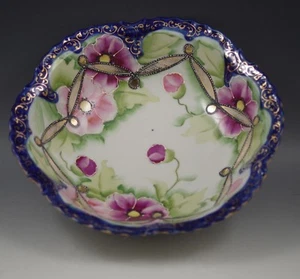 ANTIQUE NIPPON JAPAN COBALT BLUE GOLD AND FLOWERS LARGE BOWL - Picture 1 of 6