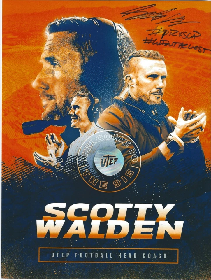 SCOTTY WALDEN Signed 8.5 x 11 Photo UTEP MINERS Football Coach TEXAS EL PASO - Image 1 of 1