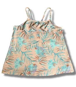 Oshkosh B’Gosh Kid Girls Coral Leaf Ruffle Pom-Pom Tank Top Size 5 $18 - Picture 1 of 2