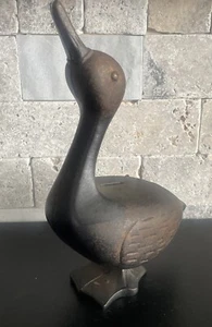 Vintage Cast Iron Duck Piggy Bank 10-3/4” Tall - Picture 1 of 4