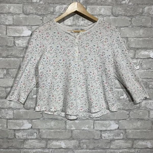 Izod Women's XL Petite Ribbed Floral Henley Top 3/4 Sleeves 100% Cotton FLAW - Picture 1 of 8