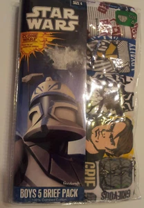 Star Wars Boys 5 Brief Pack Underwear Size 4 Clone Wars Themed Cotton Everyday - Picture 1 of 4