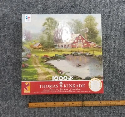 THOMAS KINKADE 1000 PC. PUZZLE REDBARN RETREAT UNOPENED IN SEALED BOX - Image 1 of 4