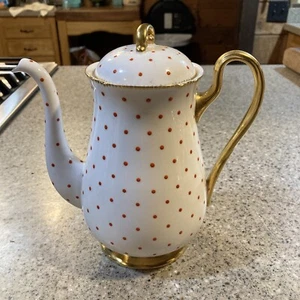 SHELLEY ENGLAND ROT/KORALLE GEPUNKTET KAFFEEKANNE RARITÄT - Bild 1 von 10