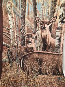 EUC-Pure Country Weavers Cotton Tapestry Blanket Throw Deer Sudden Encounter - Picture 1 of 8