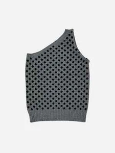 PRADA One Shoulder Grey & Black Wool Blend Knit Size US4 Top - Picture 1 of 3