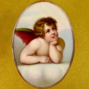 19thc Antique KPM Berlin Hand Painted Porcelain Art Plaque after Raphael Cherub - Picture 1 of 23