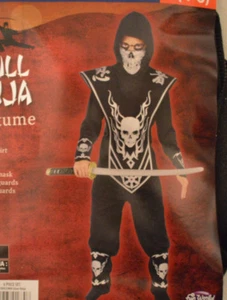 Boy's Skull Ninja 6 Pc Halloween Costume Outfit Sizes S(4-6), L(10-12) - Picture 1 of 1