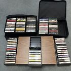 Huge Classic Country Lot 88 Cassette Tapes with Carrying Cases & Wood Case.