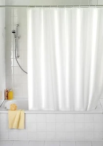 DUSCHVORHANG TEXTIL VERSCHIEDENE FARBEN UND GRÖSSEN INCL.RINGE WEISS ROT SCHWARZ - Foto 1 di 3