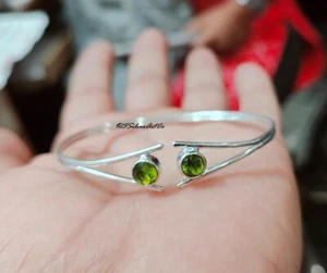 Adjustable Cuff Bangle, Peridot Bangle, 925 Silver Bracelet Beautiful GiftsSV115 - Picture 1 of 9