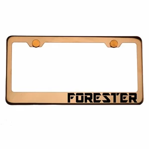 Rose Gold License Plate Frame FORESTER Laser Engraved Aluminum Screw Cap - Picture 1 of 8