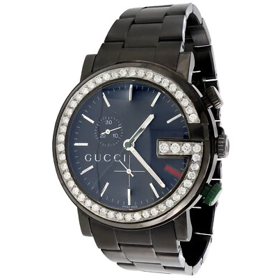 Mens Black PVD Diamond Gucci Ya101339 G-Watch Black Dial 44mm Chronograph 2 CT. - Image 1 of 4