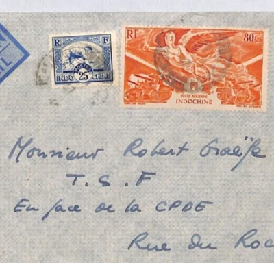 France Colonies INDOCHINA Air Mail Cover Paris {samwells-covers} YF22 - Image 1 of 4