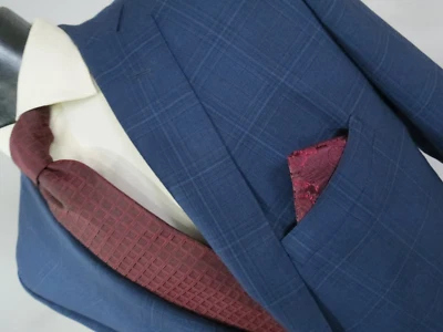 Ventura Holland Sherry Savile Row London Royal blue bold window pane suit 44 R - Image 1 of 4