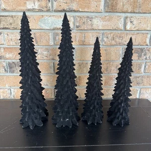 Juego de 4 Árboles de Navidad de Terciopelo Negro Decoración - Mesa de Navidad Moderna - Imagen 1 de 7