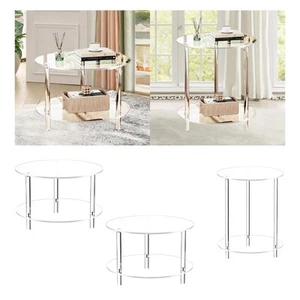 Round Acrylic End Table, Simple Assembly for Small Areas in Bedroom and Hallway - Picture 1 of 16