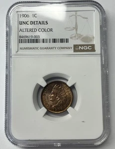 1906 US Indian Cent 1c NGC Unc Details Altered Color - Picture 1 of 4
