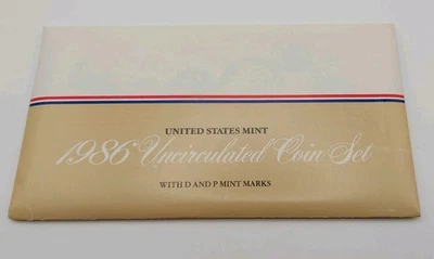 1986 P&D Mint Set Brilliant Uncirculated US with Envelope & COA (10 Coin Set) - Image 1 of 3