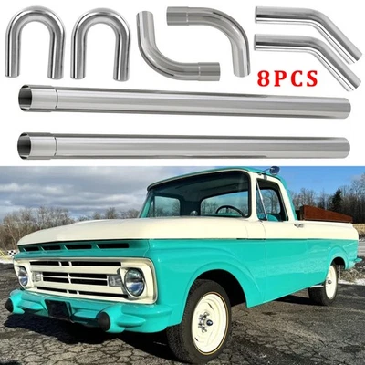 For Ford F-100 8PCS 2.5" Stainless Steel Exhaust Pipe Mandrel Straight Bend Kit - Image 1 of 4