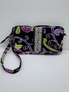 Vera Bradley Purple Punch Wristlet Clutch Strap Quilted Pink Green Purple Zipper - Picture 1 of 10