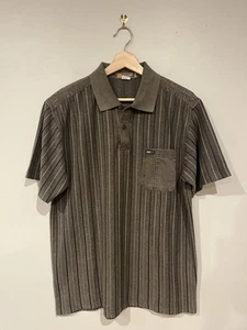 Mingjing Men’s Short Sleeve Polo Shirt Green Striped Medium M Size 50 - Picture 1 of 3
