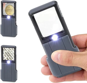 MiniBrite 5x Pocket Magnifying Glass with LED Light and Sliding case, Black (PO - Picture 1 of 9