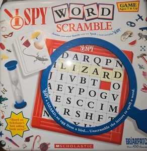 I Spy Word Scramble Game BPT6113 New In Tin Box 2004 Scholastic Briarpatch - Picture 1 of 8