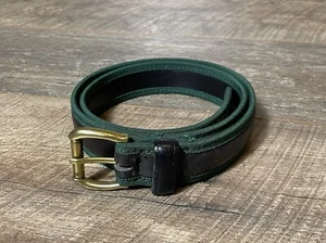 Gieves And Hawkes schwarzer Ledergürtel grüner geflochtener Besatz hergestellt in Italien - 29” - 33” - Bild 1 von 6