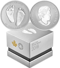 COA#4. 2018 BabyGift Welcome to World PureSilver $10 1/2OZ Coin Canada Baby Feet