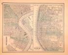 1875 Mapa ~ NEW ORLEANS - St. LOUIS ~ Autentyczna O.W. Atlas szary mapa (14x17)-#018