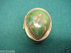 Mexico 925 silver with green stone old pill box - Picture 1 of 5