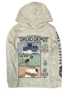 Star Wars Boys Gray Long Sleeve Hooded Droid Depot Tee Shirt T-Shirt Medium - Picture 1 of 1