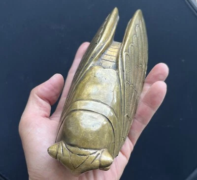 Estatua de cigarra de latón insecto estatuilla juguete hogar escritorio decoración animal colección Foto 1 de 4